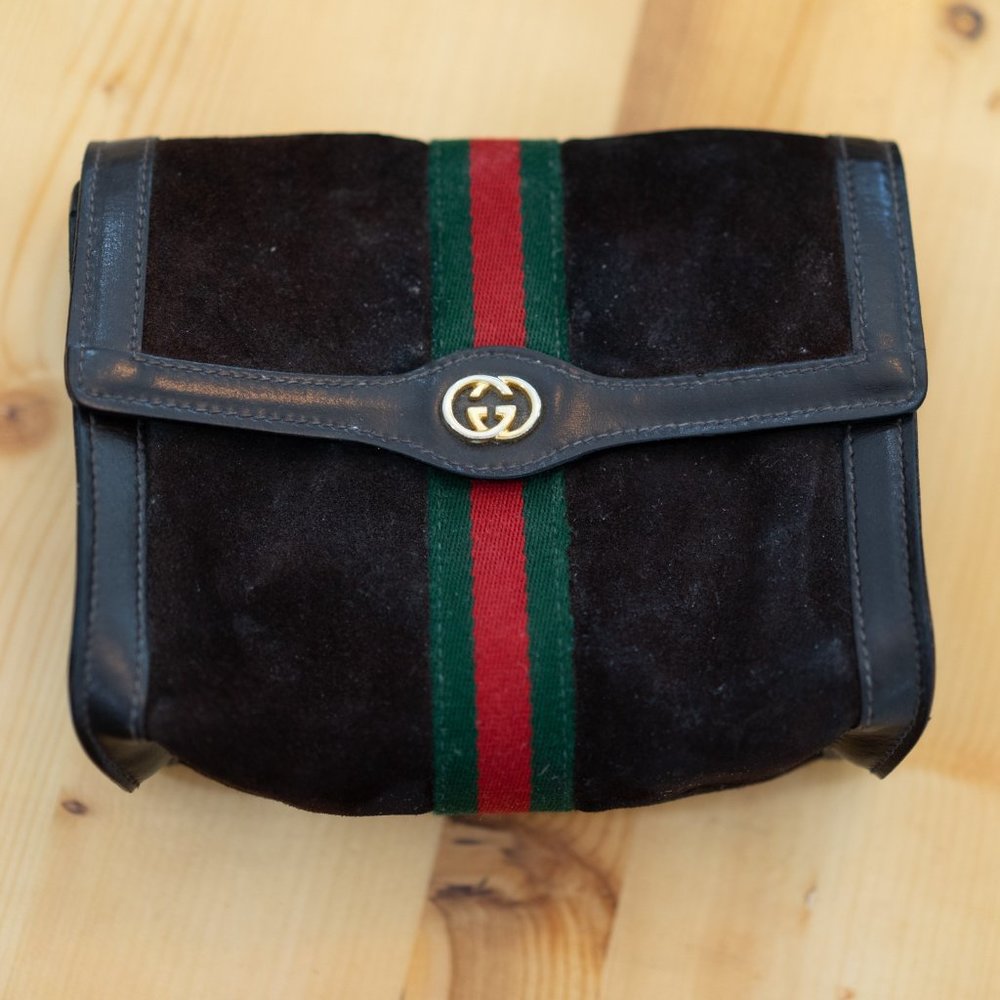 Vintage Gucci Suede Makeup Bag